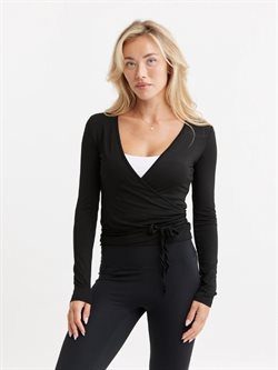 DROP OF MINDFULLNESS WRAP BLUSE - BLACK